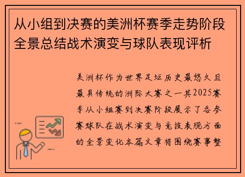 从小组到决赛的美洲杯赛季走势阶段全景总结战术演变与球队表现评析